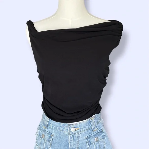 Zara Asymmetric Draped Top - Picture 1 of 4